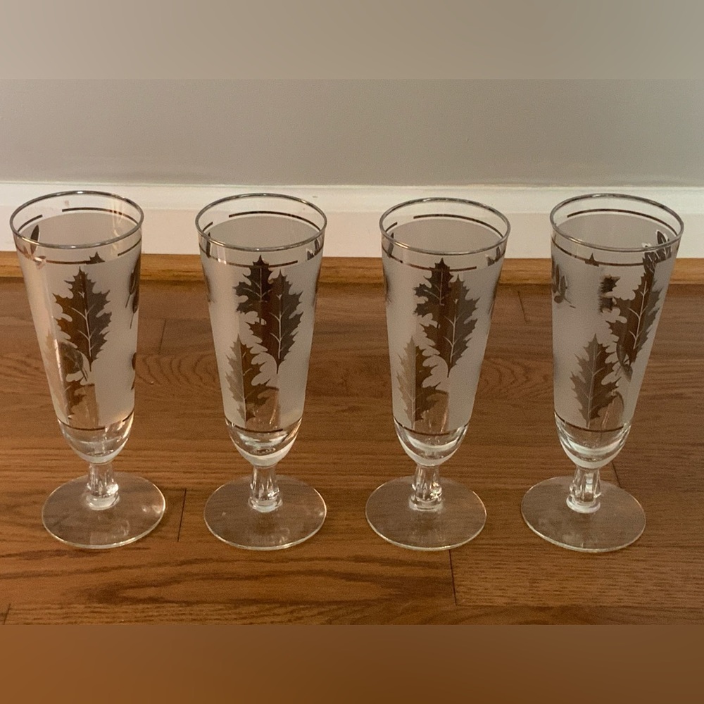 Vintage Liberty Gold Leaf Pilsner Beer Glass Set of 4